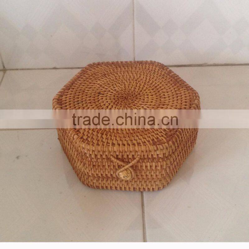 Best Selling decorative rattan round storage box with lid