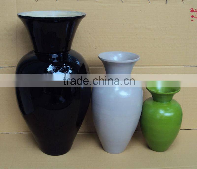 Set/3 Round Pot Bamboo Vase