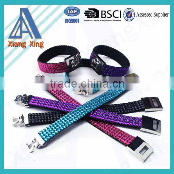 Single wrap rhinestone custom braided leather bracelets