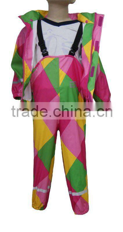 Kid's All Over Printed PU Knitted Rain Sets, Rain Suit, Rain Wear