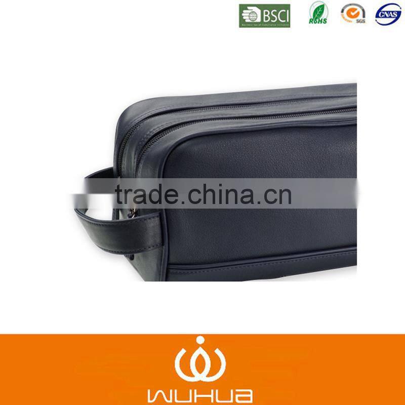 Luxury PU double zip cosmetic bag for travel