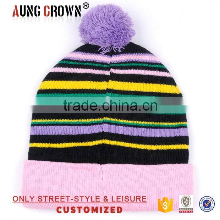 Mixed neon color acrylic pom beanie