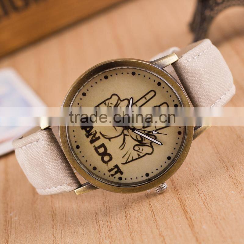2016 Vintage Fashion watch,i can do it leather watch jewelry