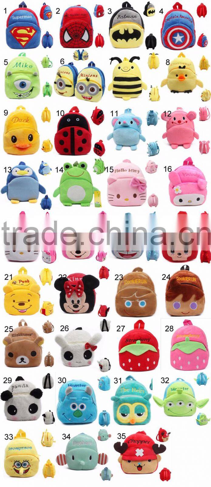 Minions kids cheap school bags despicable Me school backpacks plush cute bags for baby