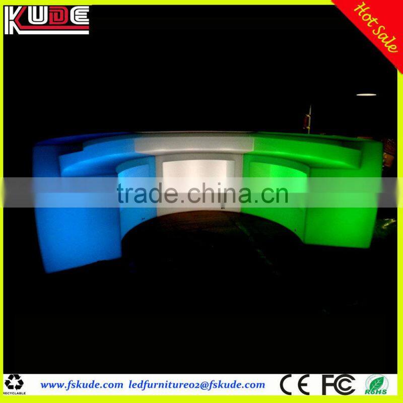 modern illuminated LED curved bar counter for circle round bar table