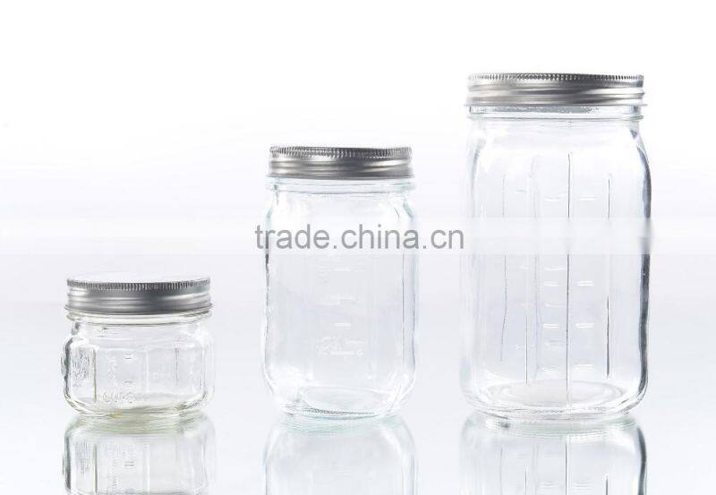 Set 3 Scale Impression Glass Mason Jar