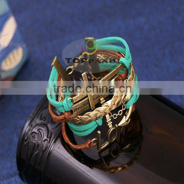 new design fashion leather braided bracelet