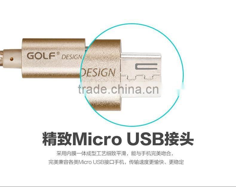 Original GOLF 25cm/100cm/150cm/200cm/300cm Micro USB Metal Braided Data Charger Cable 2.1A Output For Xiaomi Huawei HTC Samsung