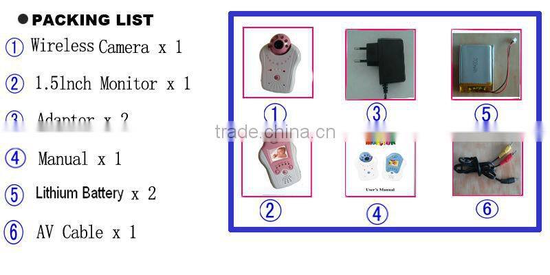 Wireless walkie talkie for baby monitor video camera