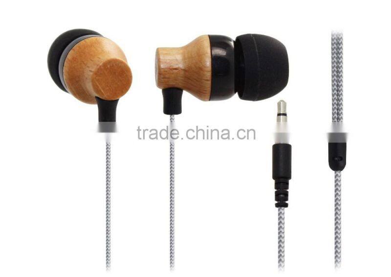 WOOD!latest! wired wood earphones competitive price in ear earbuds stereo Shenzhen factory