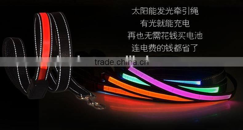 New Promotion Solar charging dog leash USB rechargeable LED lead