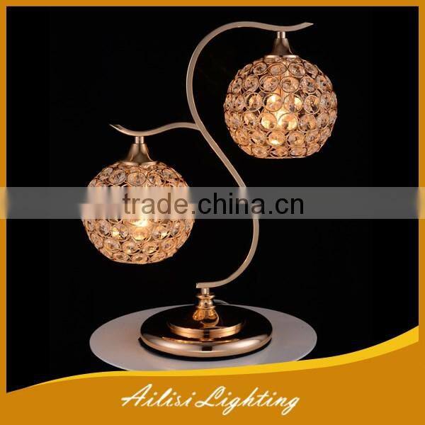 Hot Sale Beautiful E14 Lamp Socket Crystal Table Lamp With 2 Lights