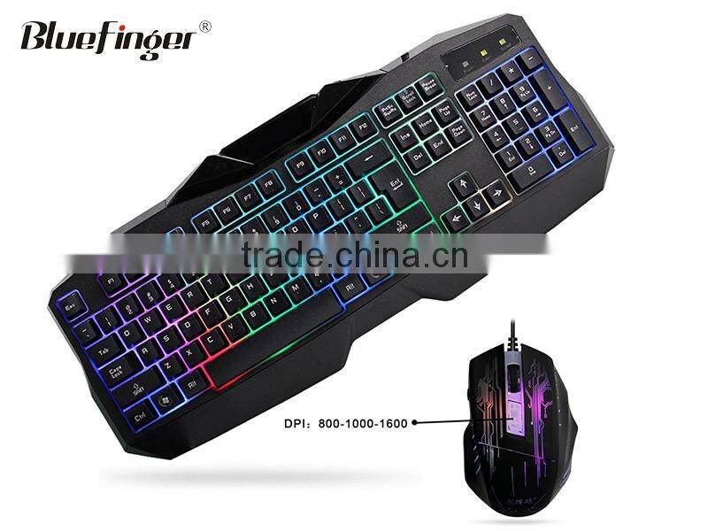 Fashional Rainbow backlit Wired Keyboard and Mouse Combo Set for laptop desktop