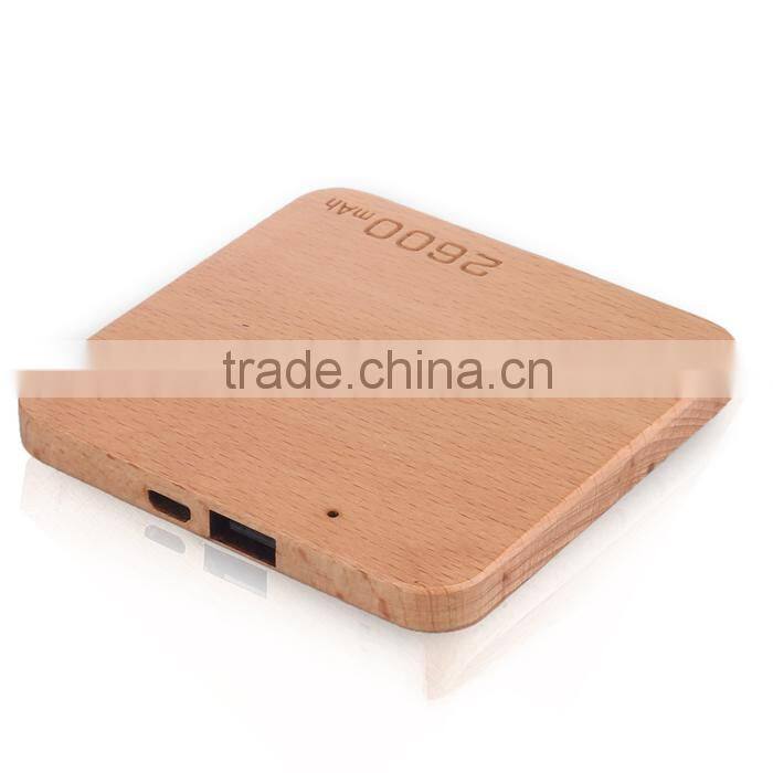 Wooden box mobile power portable charging Po Cheap Wooden power bank 2600 mah