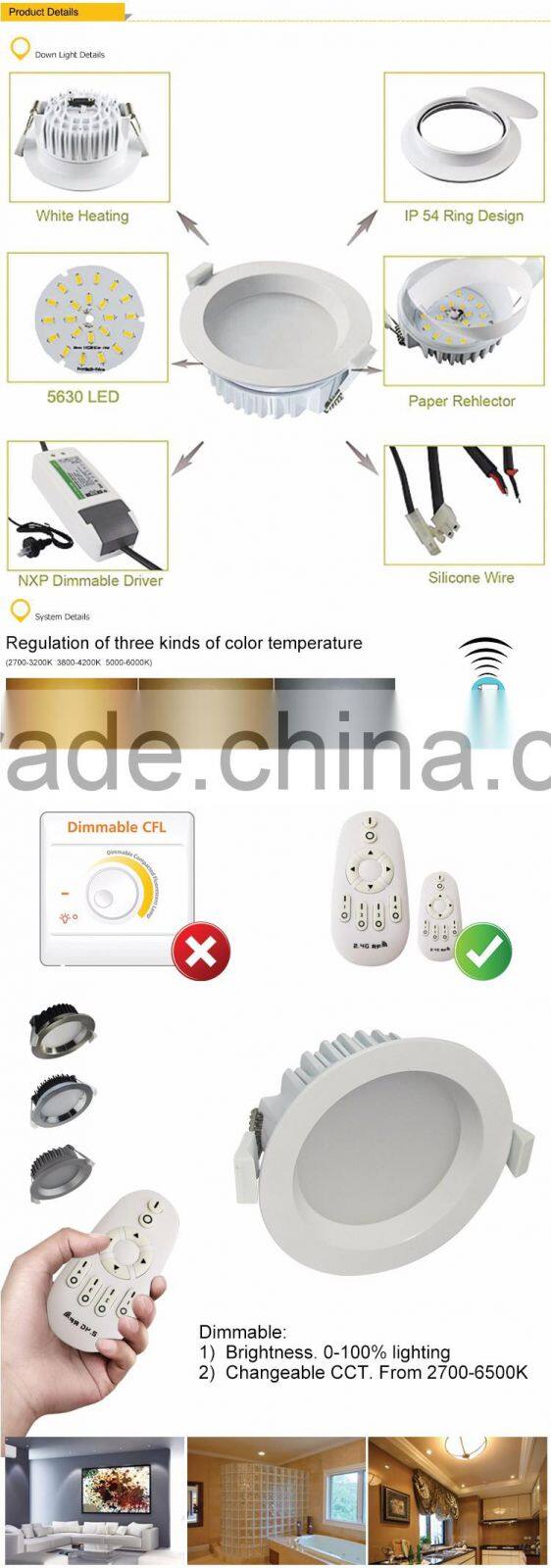 2.4G remoted controlled led dwonlight with SAA CE RoHS certification dimmable led downlight Color changable dimmable