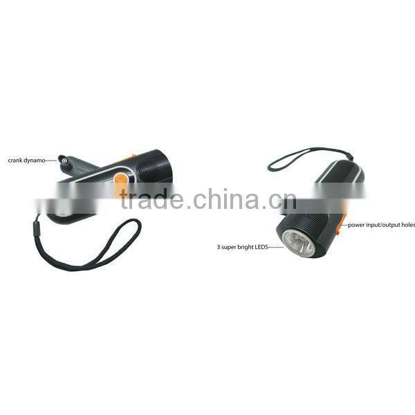 Crank Dynamo Flashlight LED Torch Hand Crank AM/Fm Radio Wholesale