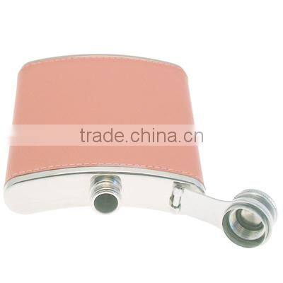 New fashion 6oz stainless steel hip flask with PU leather wrap