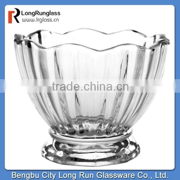 LongRun 2015 new recommend 300g wave shaped rim shaped ice cream dessert glass cup factory supply