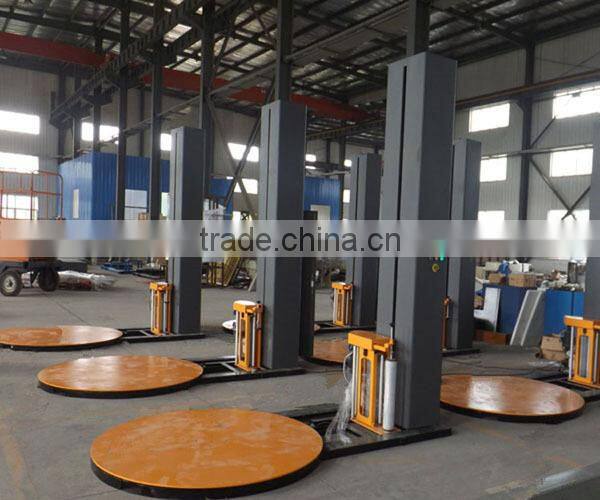 Drink bottle stretch film wrapping machine with ramp