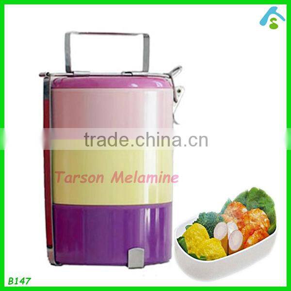 4 layers melamin bento box with steel handle , biodegradable bento box