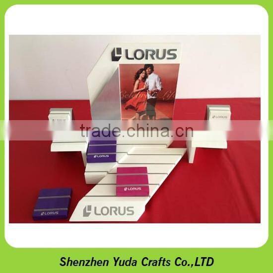 Large wooden watch stand unit brand logo MDF stand for watches