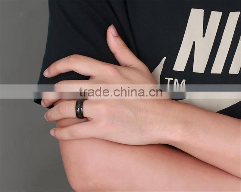 R-127 8mm Genuine Titanium men's ring Carbon fiber rings/ carbon fiber steel ring