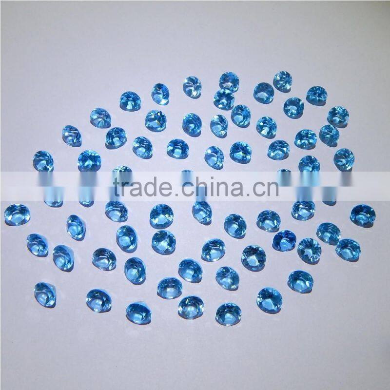 NATURAL SWISS BLUE TOPAZ CUT FACETED GOOD COLOR & QUALITY 6 MM ROUND LOT