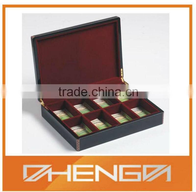 Custom Make Tea Box with Compartment Lined by Velvet