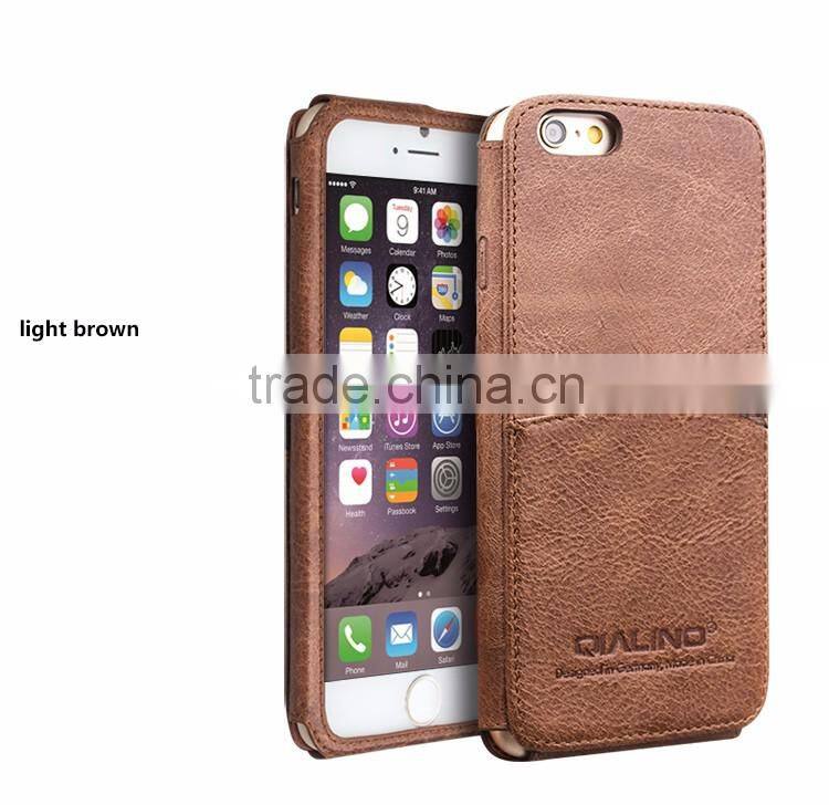 QIALINO Dropshipping Q Card Case, Full Grain Genuine For iPhone 6s Plus Leather Case