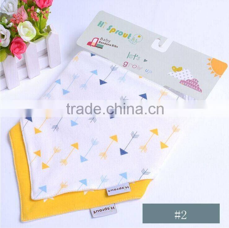 Top quality two layers 100% absorbent cotton baby bib bandana