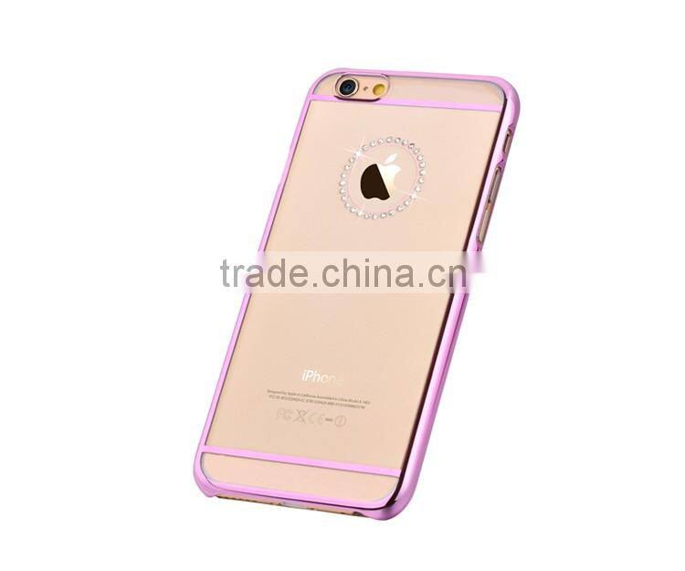 Electroplating Transparent Crystal Bling Diamonds Jewelry PC Phone Cover Case Skin For iPhone 6 6S Plus