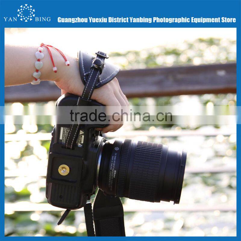 Factory supply cheapest leather hand digital wrist grip strap with quick release plate for DSLR camera