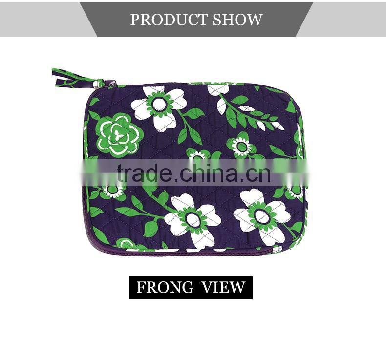 Hot sale cotton bright quilted textile printing insulated women's oem laptop bag