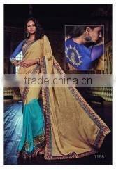 Dominican Dark Red Jacquard Georgette Designer Saree/buy online designer sarees