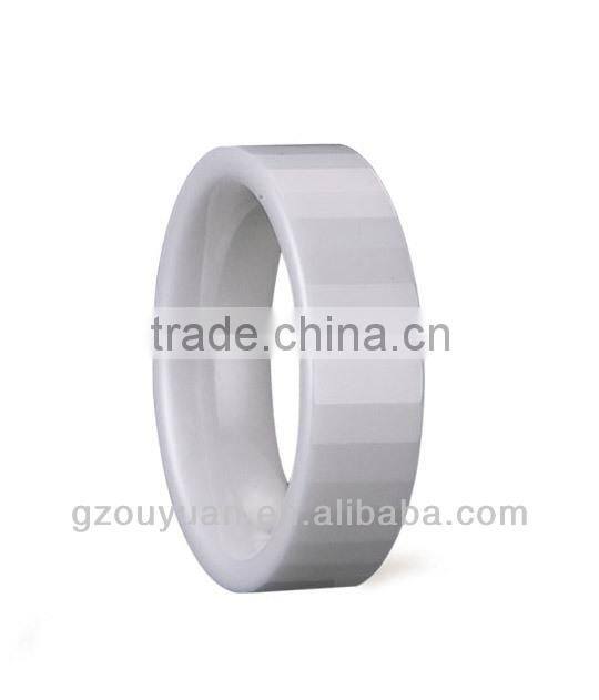 Pipe Cut Design Faceted White Ceramic Ring, Women's White Ceramic Ring