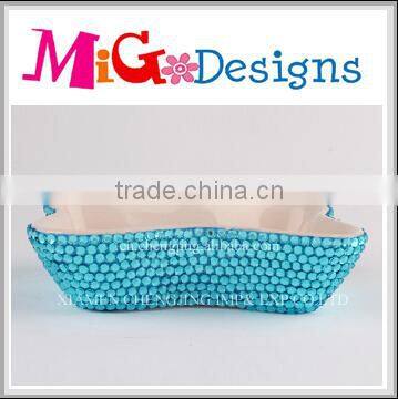 Ceramic 2 IN 1 Silver Diamond Pet Water Bowl