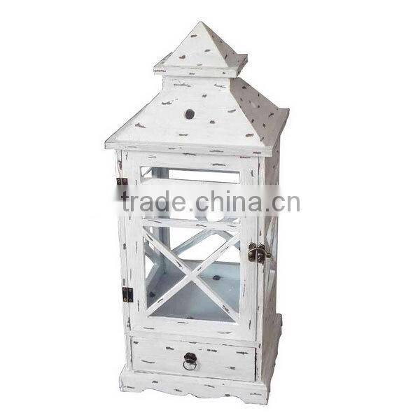Wood lantern with drawer white candle lanterns