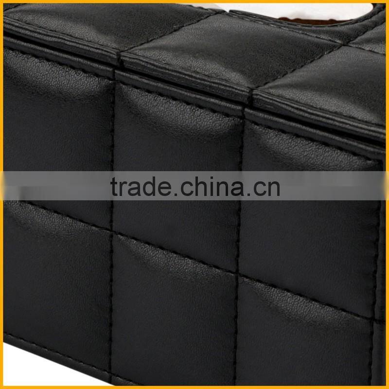 Black color PU Leather tissue paper box for houseware, customzied tissue box holders