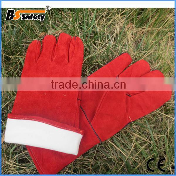 BSSAFETY A/B grade COW SPLIT LEATHER long red welding gloves