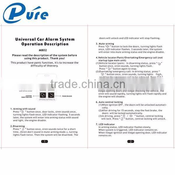 High Quality Compatitive Price One Way Car Alarm System Safeguard Car Alarm With Compact Box