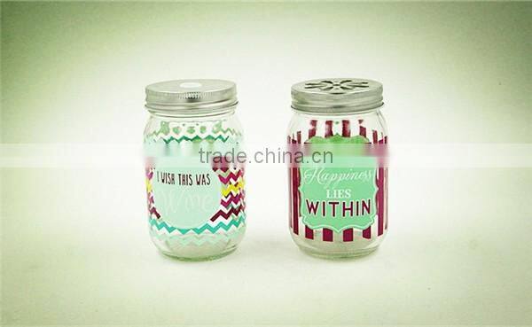 Clear glass jar glass mason jar decal metal lid