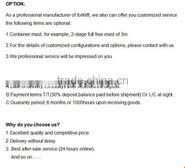 2015 new 3 ton battery counterbalance forklift reasonable price