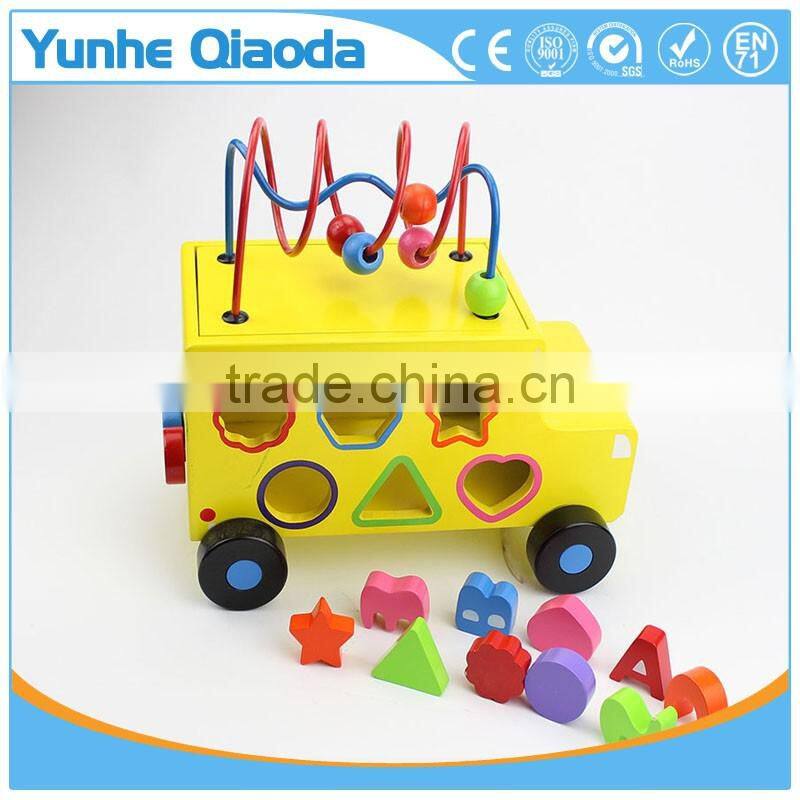 Shape Sorter and bead maze truck - Pull Along Toy - alphbet and number shape with bead maze on top