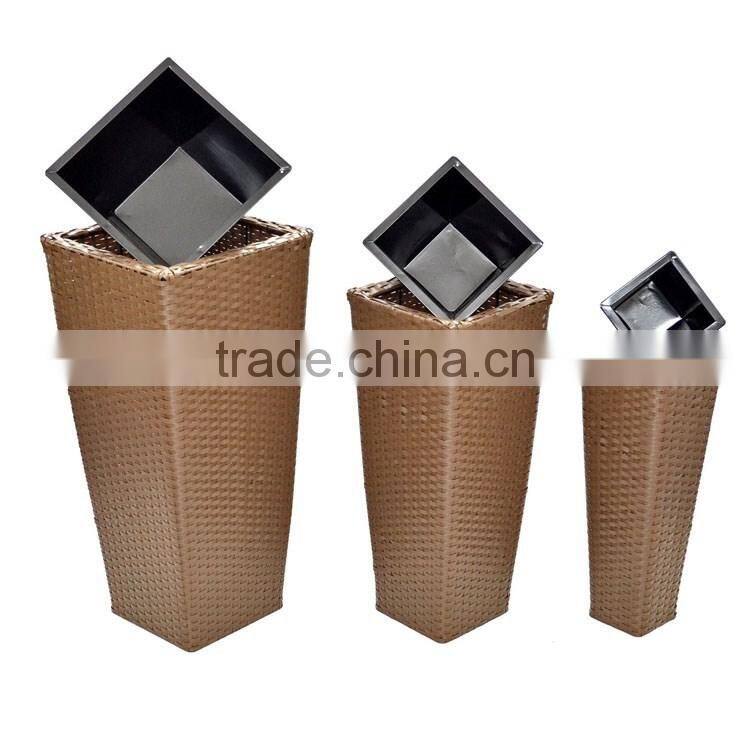 Outdoor garden patio decor plastic rattan plant pots tall large planters