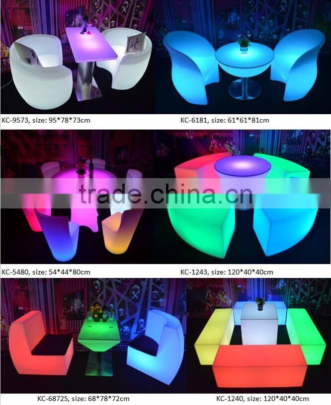 Plastic LED Stool LED Bench Light Up Patio Furniture
