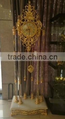 Carved & Gilded Floor/Grandfather Clock, Vintage Antique Gold Ornate Rococo Floor Clock, Marble and Brass Floor Clock