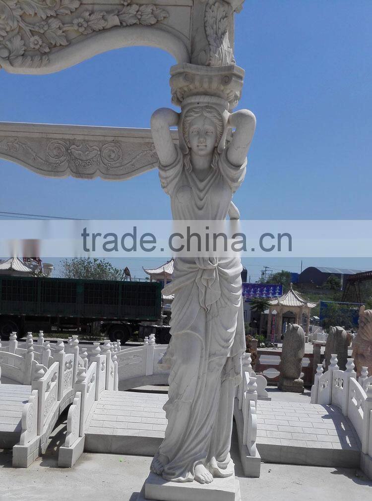 Hand Carved White Marble Statue Design Long Gazebo