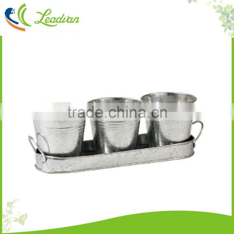 mini iron flower buckets with tray
