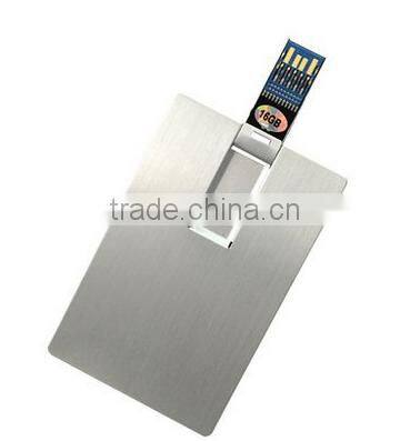 2017 Bulk New Design High Quality Ultra Slim metal Credit Card / business card flip card usb2.0 flash drive