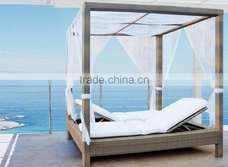 2017 Trade Assurance Leisure ways alum frame pe rattan double modern sofa cum cafe lounge daybed